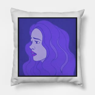 Sad girl blue Pillow