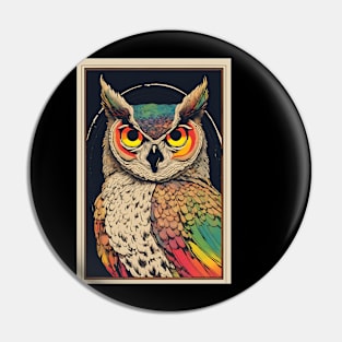 The Stare of a Great Horned Owl Pin