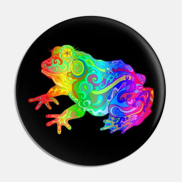 Rainbow Swirly Frog Pin by Art by Deborah Camp