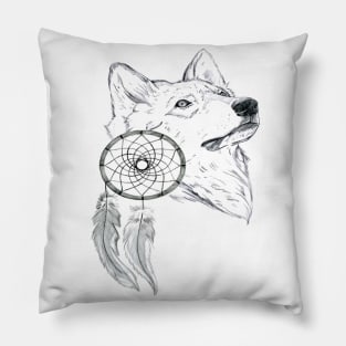 Wolf And Dreamcatcher Pillow