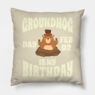 Groundhog Day Feb 02 Is My Birthday - Funny Groundhog Pillow