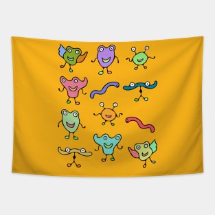 Cute and Colorful Monster Pattern Tapestry