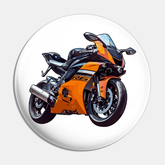 Orange YZF R6 Bike Illustration Pin by KAM Std