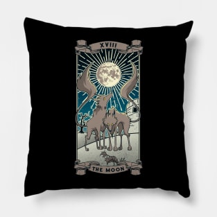 Tarot Card The Moon XVIII Wolves Halloween Art Pagan Witch Pillow