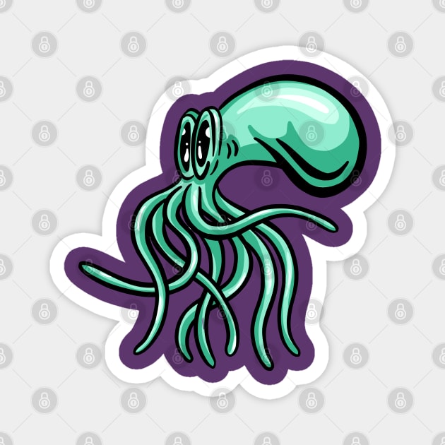 Cute Cartoon Octopus Squid Green Magnet by Squeeb Creative