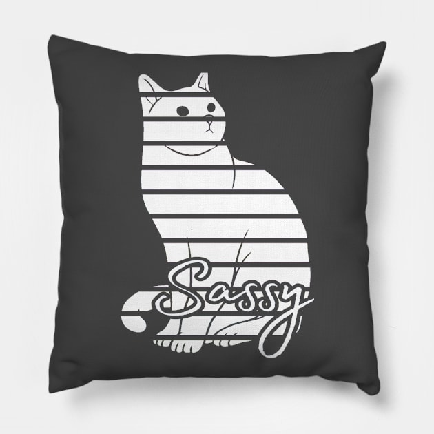 Sassy White Cat Pillow by AlondraHanley