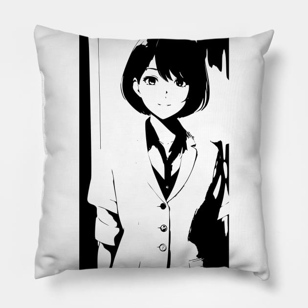 Anime Girl In Office Uniform 13 Pillow by SanTees