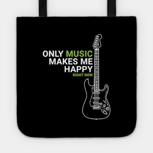 Only Music Makes Me Happy S-Style Electric Guitar Outline Tote