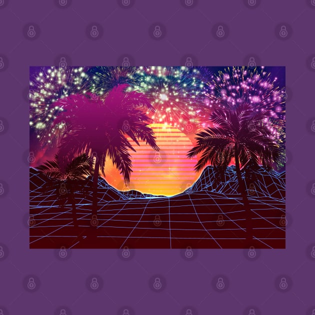 Retro fireworks over beach design by AnnArtshock