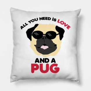 Pug Dog Lover All You need is Love / Red Pugs Pattern Pillow