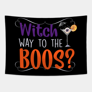 Witch Way To The boos Funny Halloween Drinking Ghost Witch Cocktail Tapestry