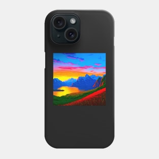 Retro nostalgic dreamy sunset in the mountains Phone Case