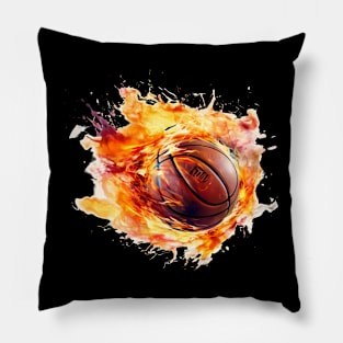 Flamming Basketball Watercolor Pillow