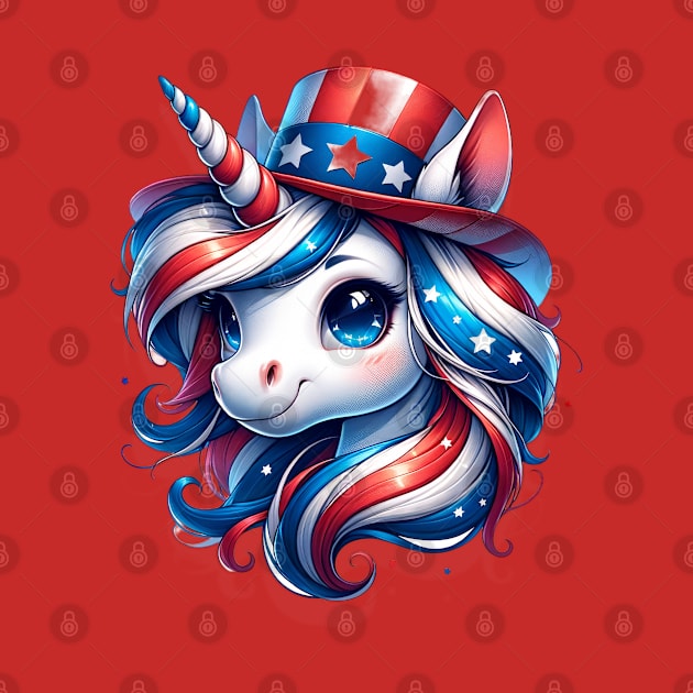 AmeriCorn Cute Unicorn Red White Blue by Long-N-Short-Shop