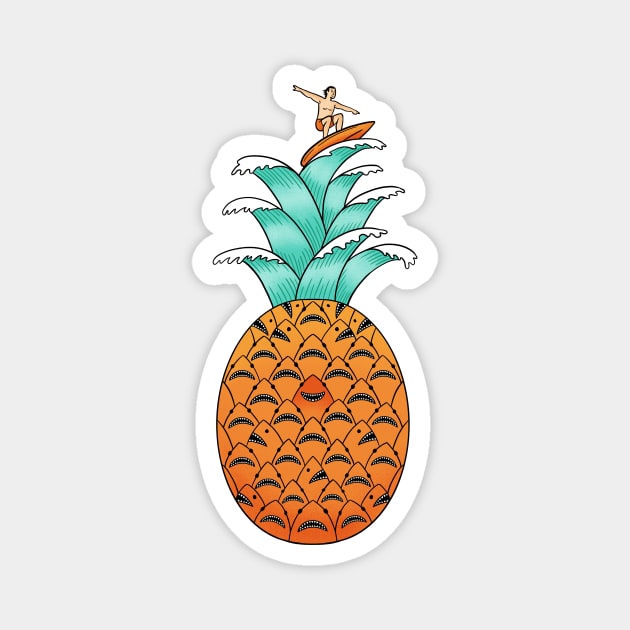 Sharks Pineapple Magnet by coffeeman