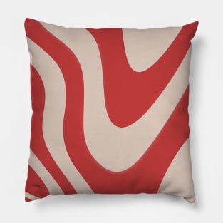 Beige & Rouge Red Abstract Fluid Pattern Design Pillow