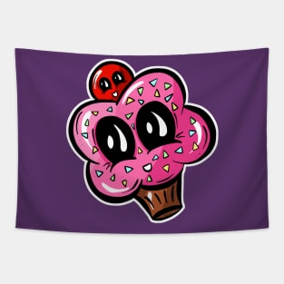 Sweet Cheeks Cherry Cupcake Cartoon Tapestry