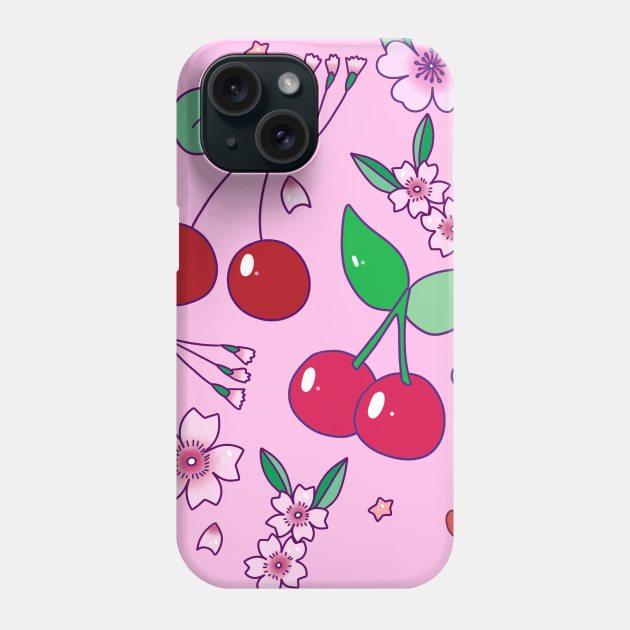 Cherries and Blossoms Pattern Phone Case by saradaboru