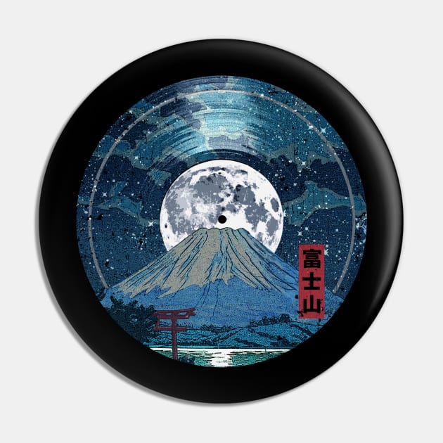 Mt. Fuji Night LP Sky Pin by robotface