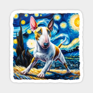 Starry Bull Terrier Portrait - Dog Portrait Magnet