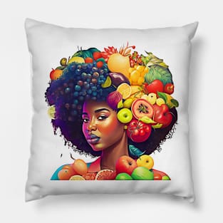 Fruitful Black Woman Healthy Food African American Women Pillow