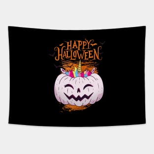 Halloween Happy Halloween Funny Unicorn Costume Tapestry