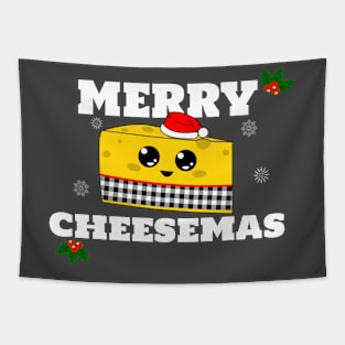 Funny Christmas Kawaii Merry Cheesemas Tapestry