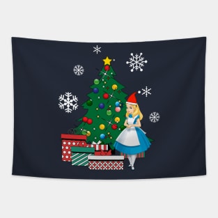 Alice In Wonderland Around The Christmas Tree Tapestry