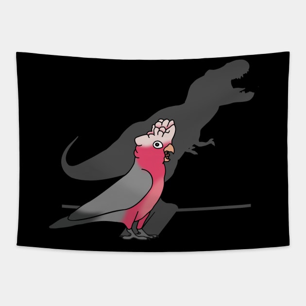 T-rex rose-brested Galah cockatoo Tapestry by FandomizedRose