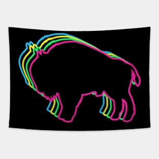 Bison Buffalo 80s Neon Tapestry