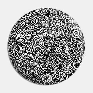 Black and white floral doodle art Pin