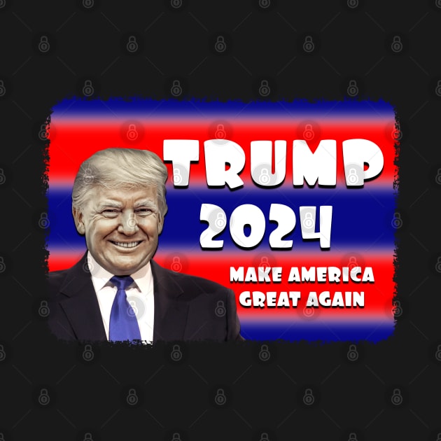 Cartoon TRUMP 2024 MAKE AMERICA GREAT AGAIN by Roly Poly Roundabout