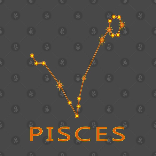 Pisces Zodiac Astrology Constellation Star Chart by Webdango