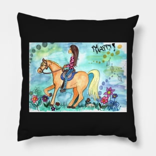 a horse runs to the left Pillow