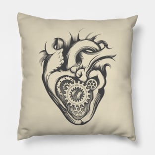 Mechanical Heart Retro Illustration Pillow