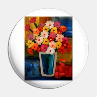 Color block background  and abstract mixed flowers in a metallic vase Pin