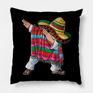 Dabbing Mexican Poncho Cinco de Mayo Boys Men Short Sleeve Sombrero Dab 2024 Pillow