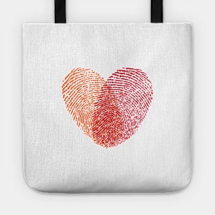 red fingerprint heart Tote