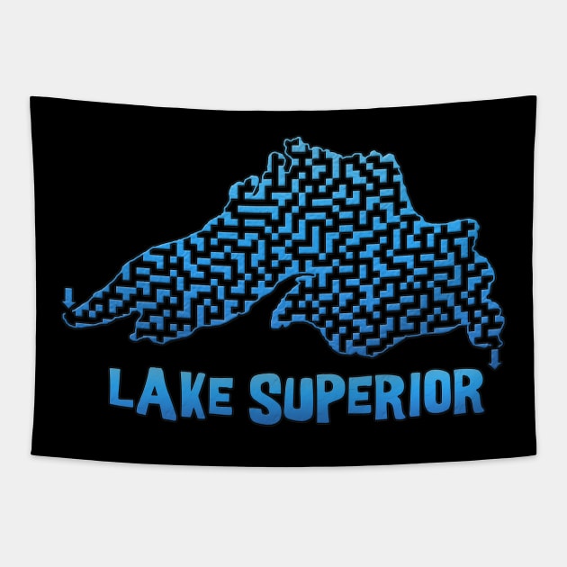 Lake Superior Outline Maze & Labyrinth Tapestry by gorff