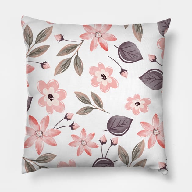 Cute Pink Watercolor Spring Floral Pillow by Printable Pretty