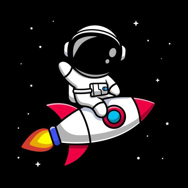 Astronaut Riding Rocket Cartoon Vector Icon Illustration (2) by Catalyst Labs