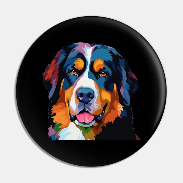 Bernese Mountain Dog - Bernese Mt Dog Colorful Pin by Kudostees