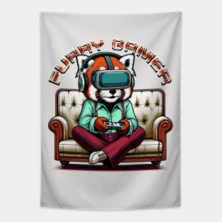 Red Panda VR Adventurer - Retro Gaming Bliss Tapestry