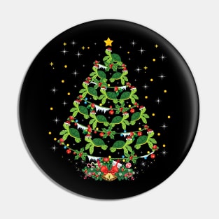 Sea Turtles Lover Xmas With Sea Turtle Christmas Tree Funny Design Pin