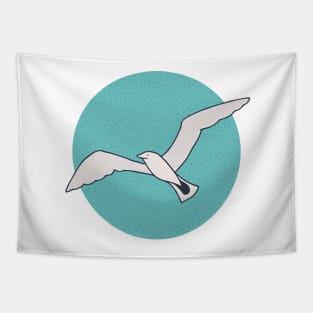 Seagulls in front of turquoise blue sky Tapestry