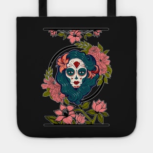 Sugar Skull Girl Floral Magnolia Tote