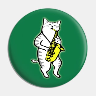 Cat Playing Saxophone Pin