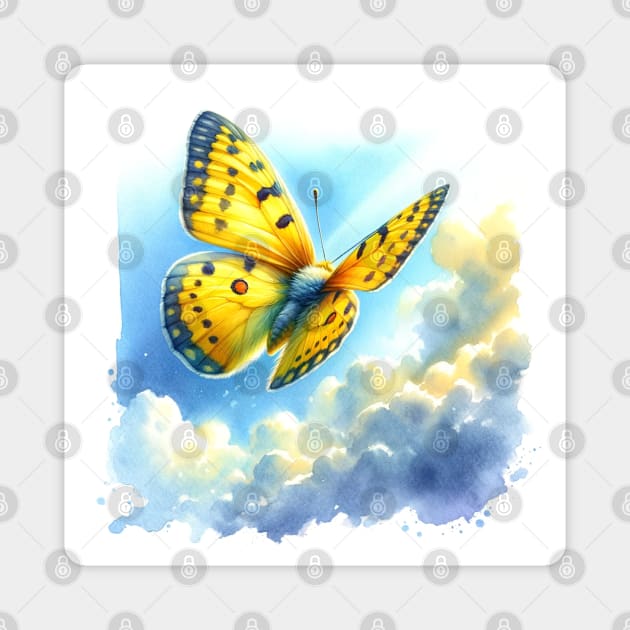 Clouded Yellow - Watercolor Butterfly Magnet by Aquarelle Impressions