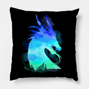 Dragon Watercolor Lagoon Pillow