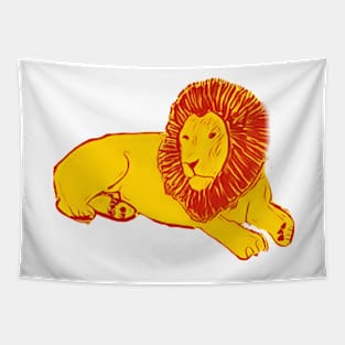 Lion red and orange Tapestry